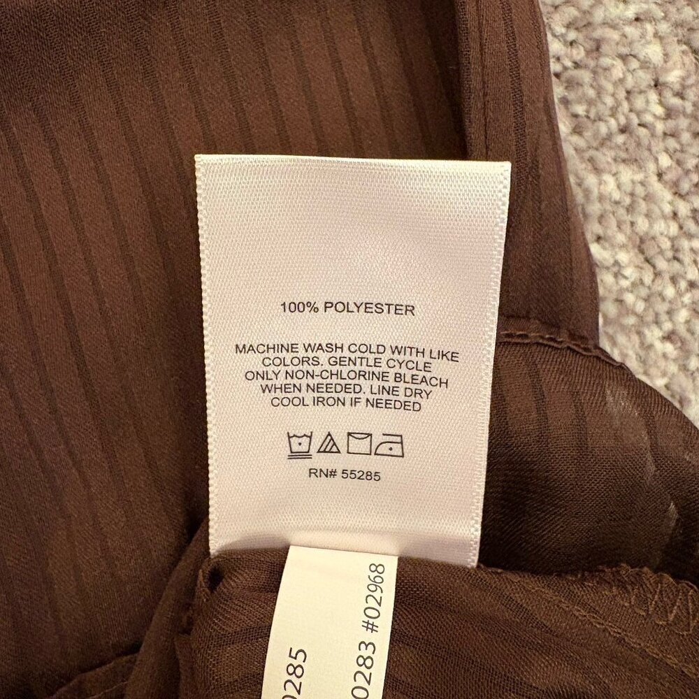 Express Women's Satin Top Size XS Brown Striped V-Neck Cuff Sleeve NWT $58 - Picture 15 of 15